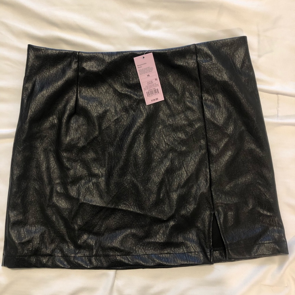 Black leather skirt